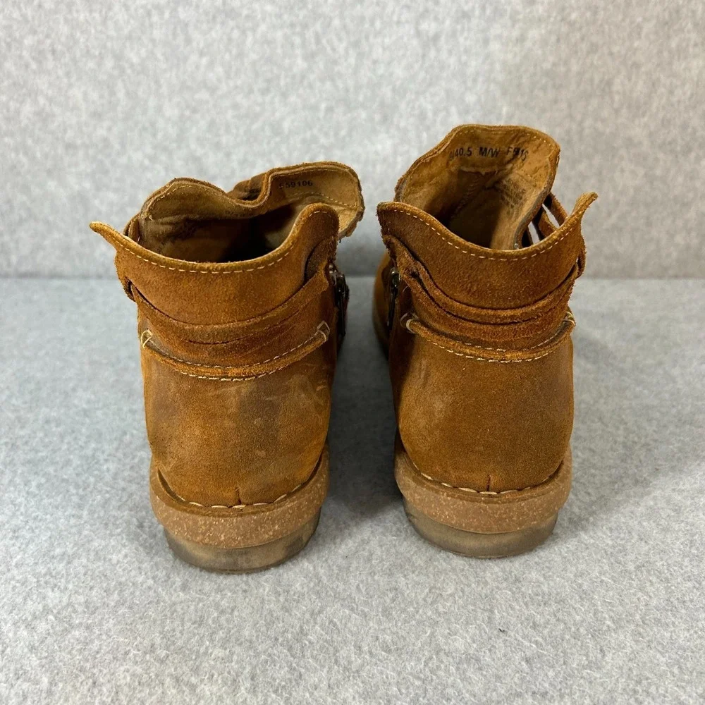 Born Tarkiln Toasted Almond Brown Leather Ankle Boots Booties Womens Size US 9